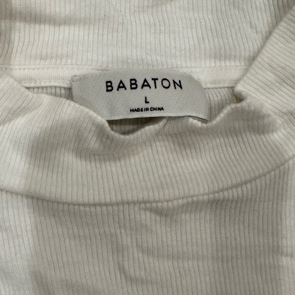 Babaton Cream Ribbed Mock Neck Top - Picture 2 of 2